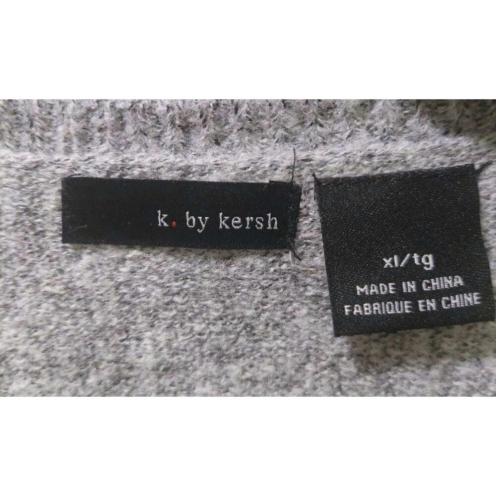 k. by kersh Women's Gray Short Sleeve Cardigan W/ White Heart on Back Size XL - Picture 3 of 10